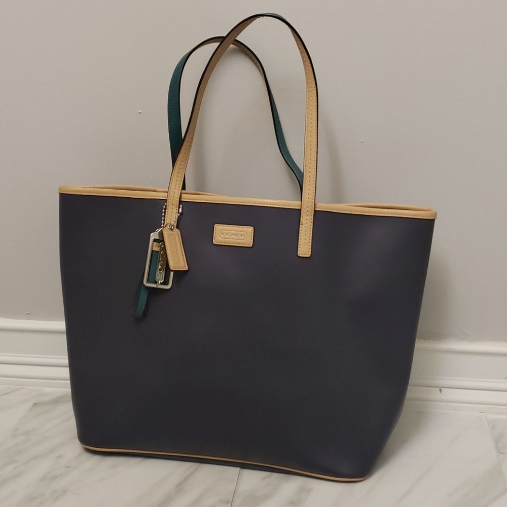 Coach navy blue tote bag